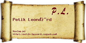Petik Leonárd névjegykártya